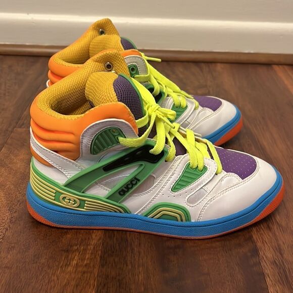 GUCCI Basket Sneaker in Multicolour Leather Effect Women’s EU 39/US 9 - Picture 4 of 9